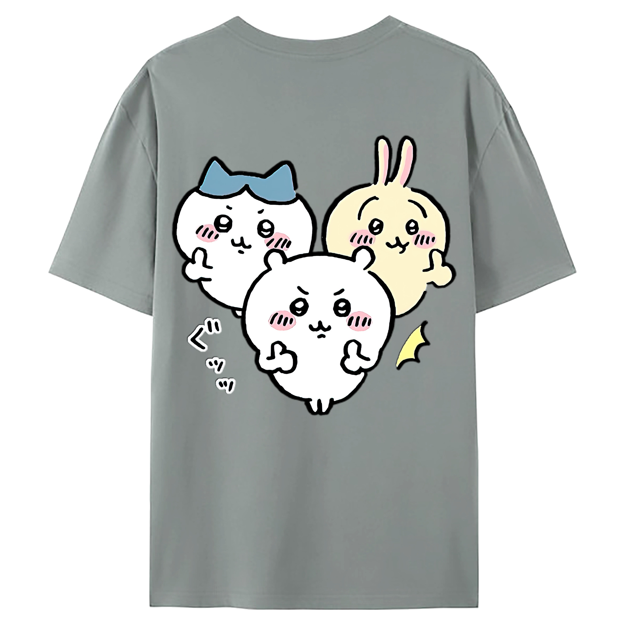 （画像用） ちいかわ うさぎ Chii-kawa usagi 綿100％ メンズ半袖Tシャツ（バックプリント） 通気性